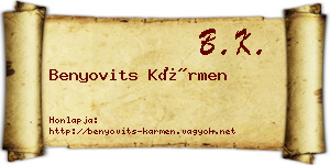 Benyovits Kármen névjegykártya